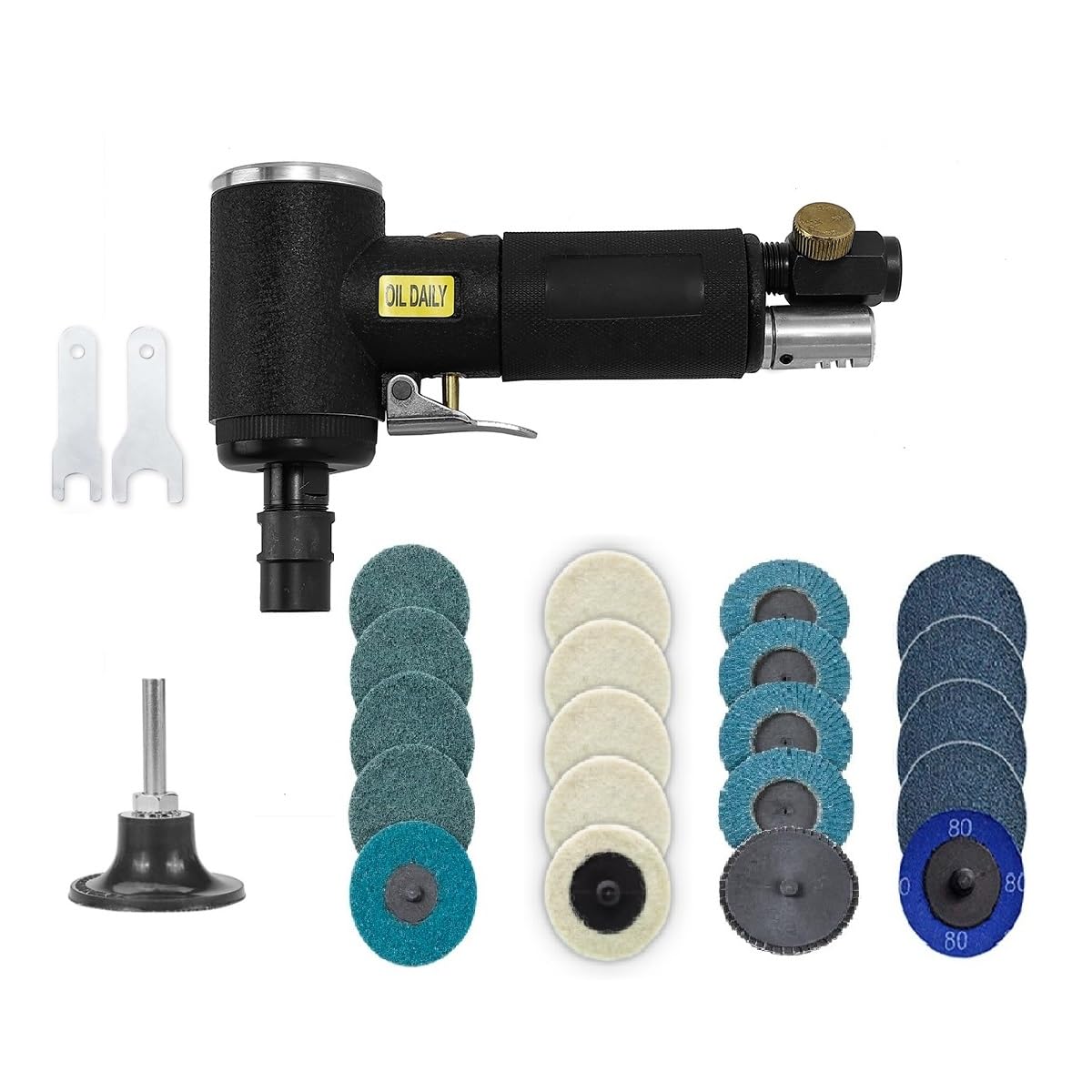 Air Die Grinder Kit,2 Inch Pneumatic Right Angle Sander Set,90 Degree Surface Prep Tool for Surface Finishing