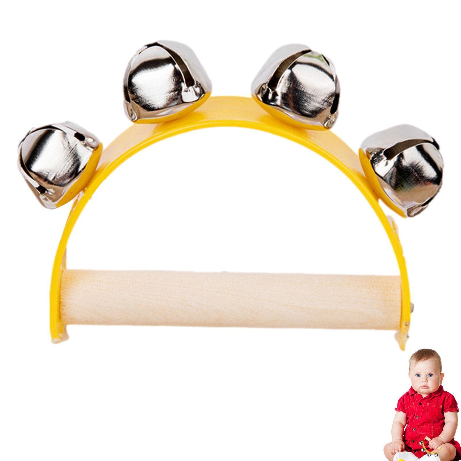 ZHOUHONG Christmas Sleigh Bells - Handheld Musical Rhythm Instrument with Wood Handles | Early Learning Musical Toy for Babies