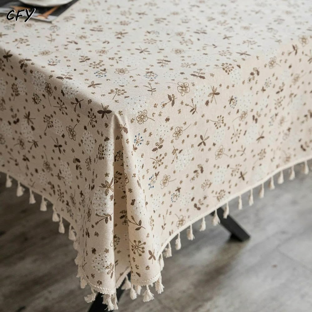 Tovaglia Pastorale con Dente di Leone in Cotone e Lino da 60~300 cm per Tavolo Tovaglia Rettangolare con Copertura per Tavolo da Pranzo in Nappa