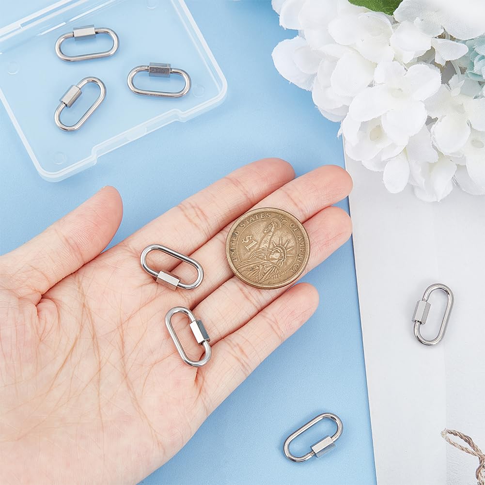 UNICRAFTALE 8pcs 304 Stainless Steel Oval Screw Lock Carabiner Keychain Clasps in Platinum for DIY Bracelet Necklaces Keychain Jewelry Making - Image 4