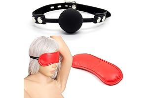 Open Breathable Leather Paly Ball Bite Ball and Blindfold Eye Mask for Men