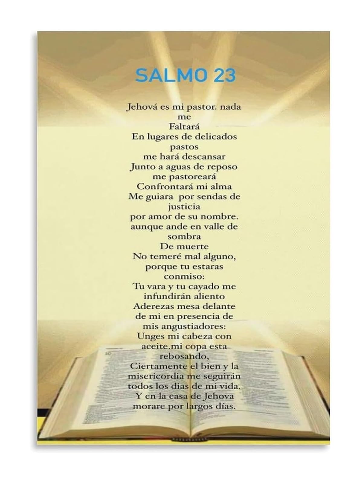 HJNAOKGWHQ Spanish Scripture Wall-Art Psalm 23 Canvas Print El Señor es mi Pastor Inspirational Decor for Home Office Living Room(Framed,16x24inch(40x60cm))