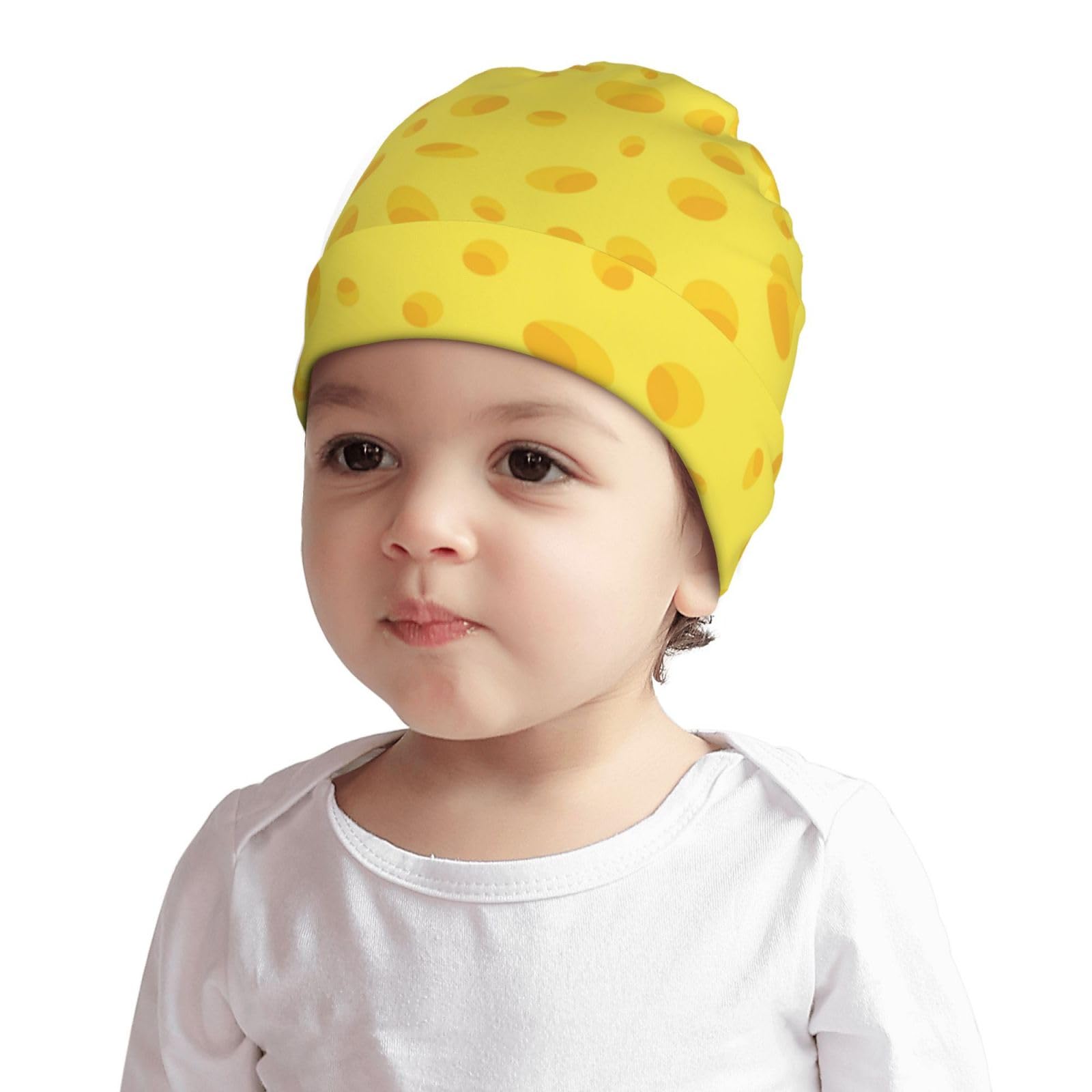 Rqzwdq Yellow Cheese Pattern Kids Beanie Hats Warm Knit Beanie Cap Skull Caps Gifts Decor for Boys Girls