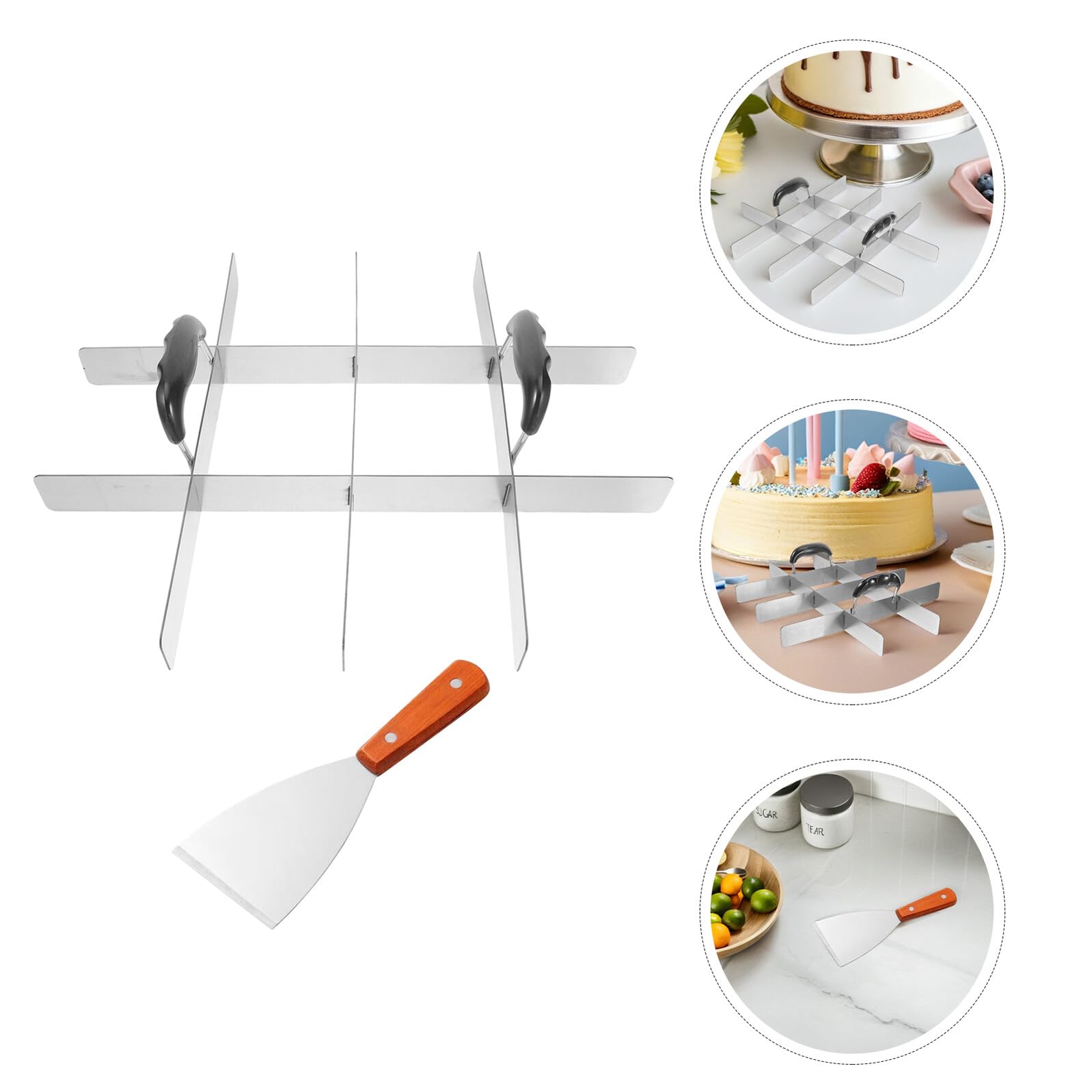 MAGICLULU 2 Stück Teiliges Edelstahl Kuchenmarkierer und Tortenteiler mit Komfortablem Griff für Gleichmäßige Tiramisu Reisschneider Multifunktionales Backzubehör für Kuchen und Desserts