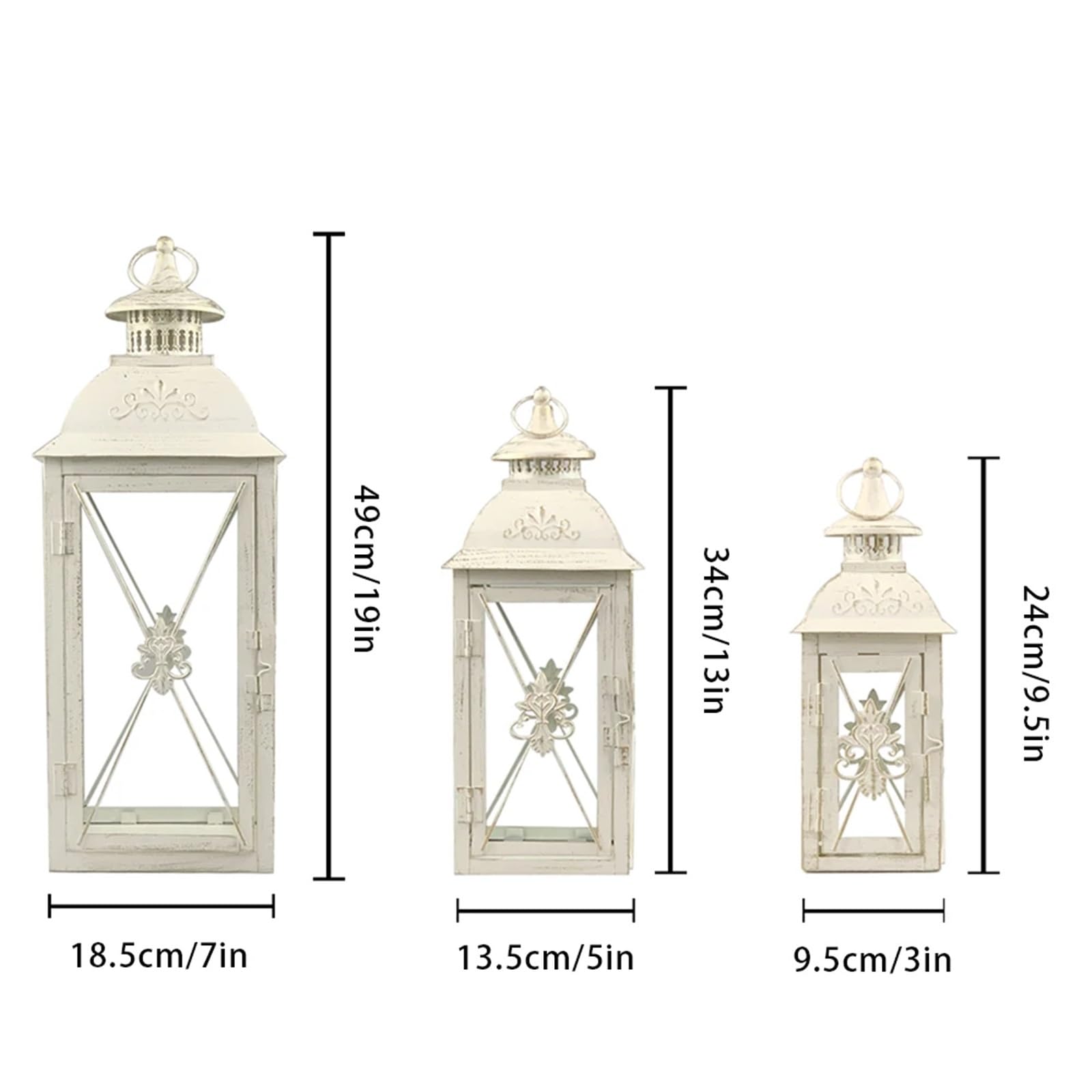Lanterne a Candela Decorative Juego de 3 portavelas Colgantes Metal Acero Inoxidable con Paneles Vidrio Transparente for decoración del hogar, Interior y Exterior