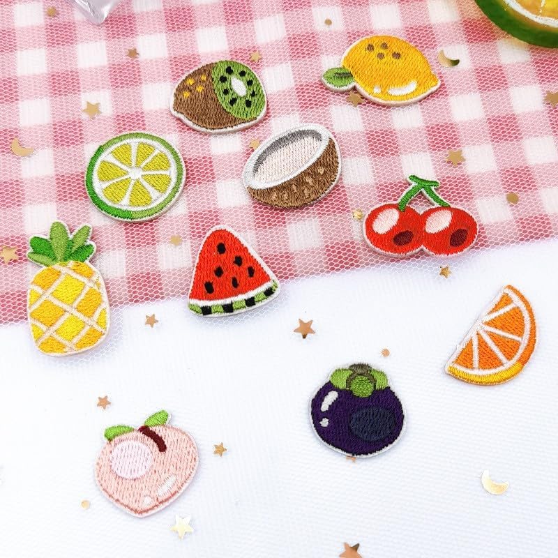 50 Pieces Mini Fruit Iron On Patches,Cute Iron On Patches,Embroidery Patche for Clothing Bag Scrapbook Hat Decorating Supplies DIY Craft Kits (Mini Fruit) - Image 9