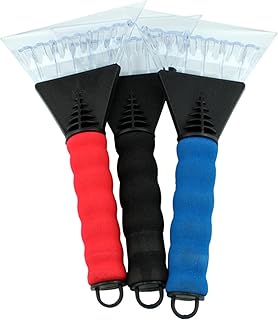 Tainrunse 3 peças de raspadores de gelo de carro resistentes de plástico raspador de gelo pá de neve de carro com alça de borracha antiderrapante luva de descongelamento ferramenta de remoção de neve para para-brisa de carro 3 peças