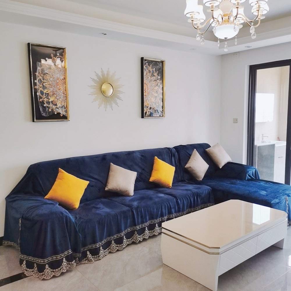 Amazon｜ソファカバー マルチカバー 北欧風 ベロア 無地 レースの