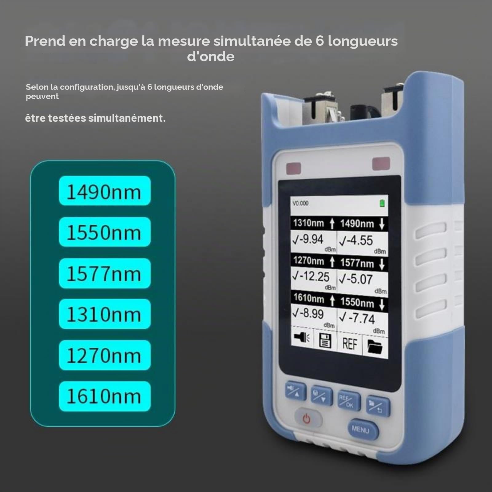 Le wattmètre optique 10GEPON XGPON XGSPON PON prend en charge jusqu'à 6 longueurs d'onde for tester l'analyseur d'inventaire réseau Testeur de fibre optique(A)