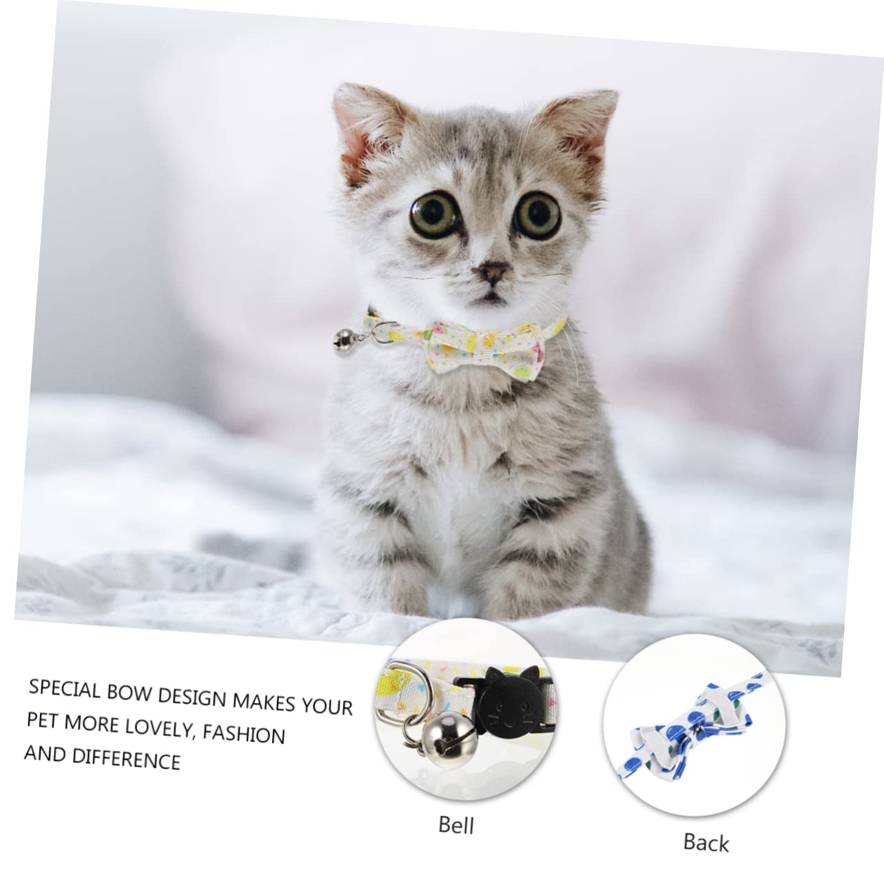Didiseaon 6pezzi Collare Per Gatti Canvas Design Fruttato e Campanella Per Gatti Interni Ed Esterni