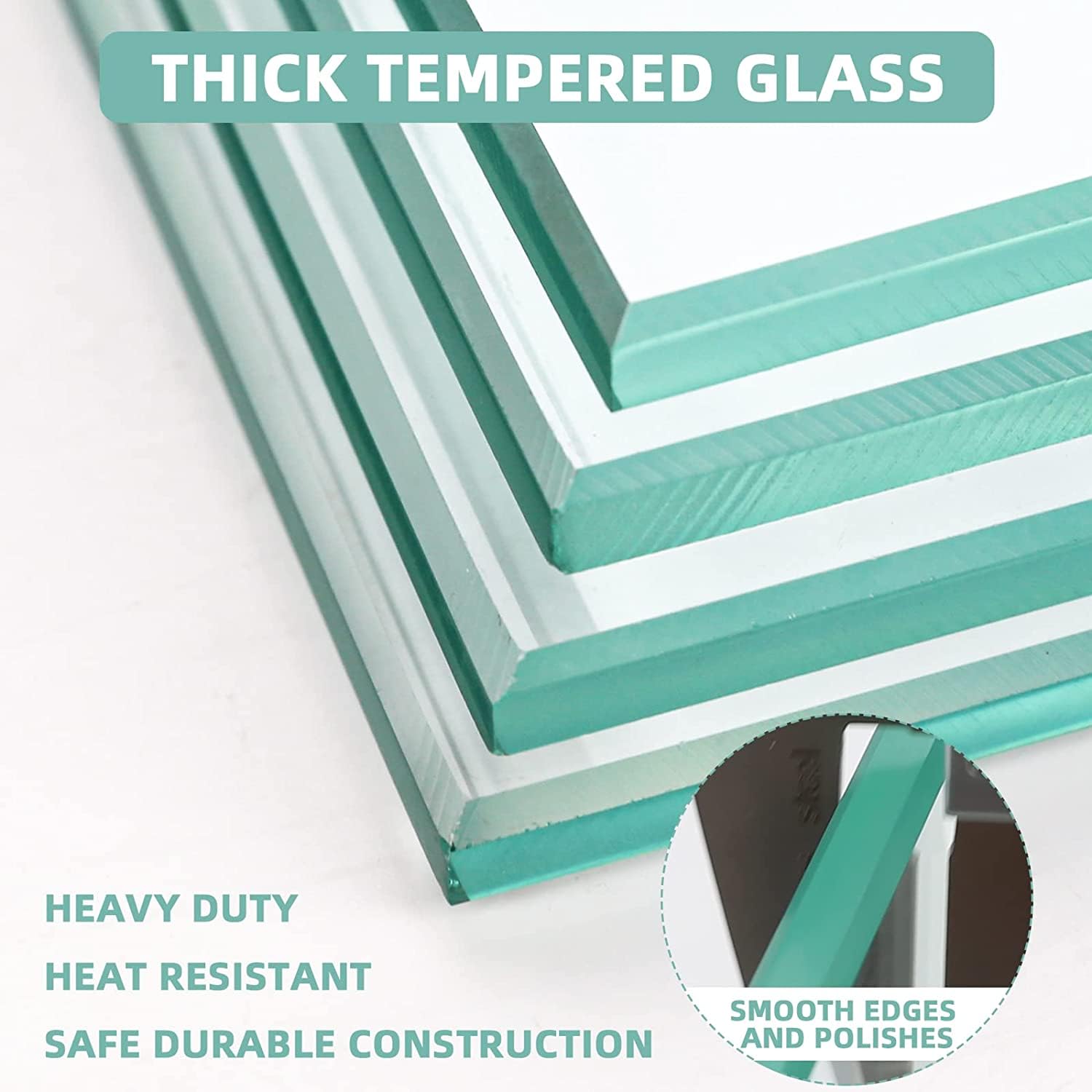MESIDA 38 x 38 x 15 cm Feuerstelle, Glas-Windschutz, gehärtetes Glas, Feuerstelle, Tischschild, dick und stabil, mit Harter Aluminium-Eckhalterung und Gummifüßen