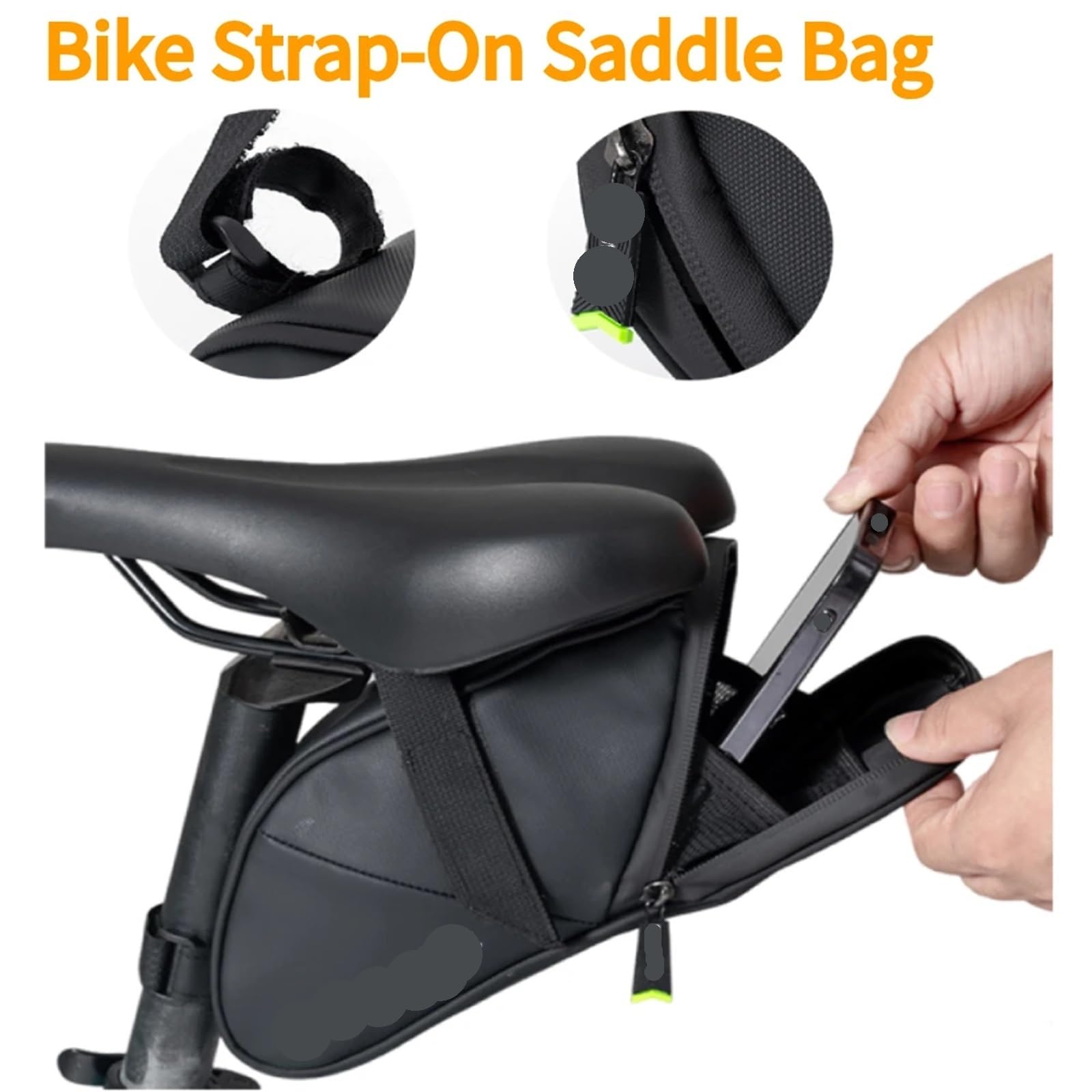 Borsa Da Sella Bici Borsa da bicicletta sotto il sedile, grande capacità, con striscia riflettente, in nylon, for bici da corsa all'aperto