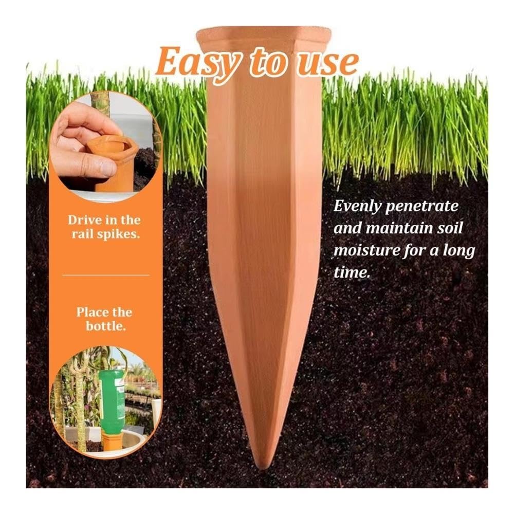 Piquets d'arrosage Automatique en Terre Cuite for Plantes en Pot(4pc)