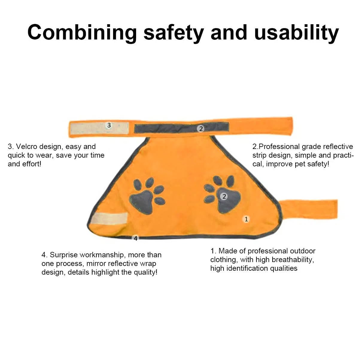 Gilet Réfléchissant pour Chien,Chiens Sécurité Harnais Vestes,Haute Visibilité Vêtements Petit Grands Chiens pour Protéger Votre Animal de Compagnie des Voitures et des Accidents de Chasse(Orange) S
