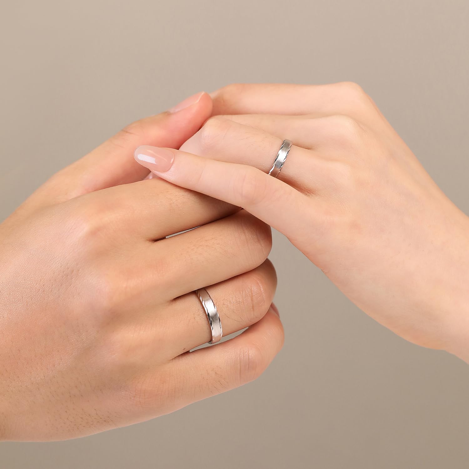 Meissa Bagues de Couple pour Homme et Femme Anneaux de Mariage en Argent Sterling 925 Finition Satinée Simple Bagues de Promesse Assorties Taille Ajustable