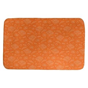 Orange Peach Bath Rugs for Bathroom Non Slip Backing with Cute Pizza Print Soft Foam Cushion Mat Rectangle