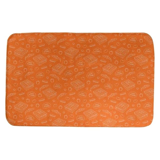 Orange Peach Bath Rugs for Bathroom Non Slip Backing with Cute Pizza Print Soft Foam Cushion Mat Rectangle