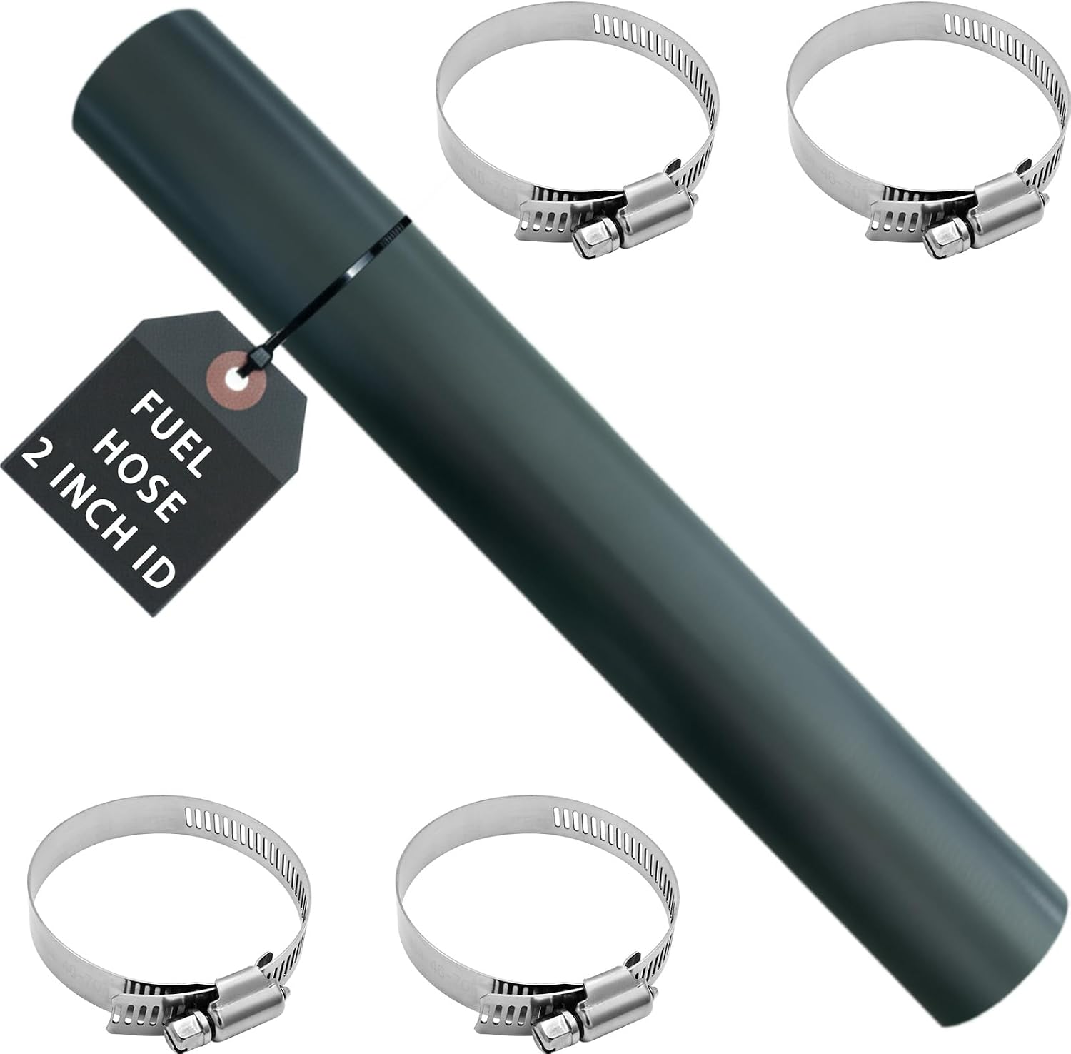 Gasoline Fuel Filler Neck Hose with 4 Hose Clamps,2 inches Inside Reinforced Gas tank (straight, 2" ID 15 7/8" Long)-1 Pack