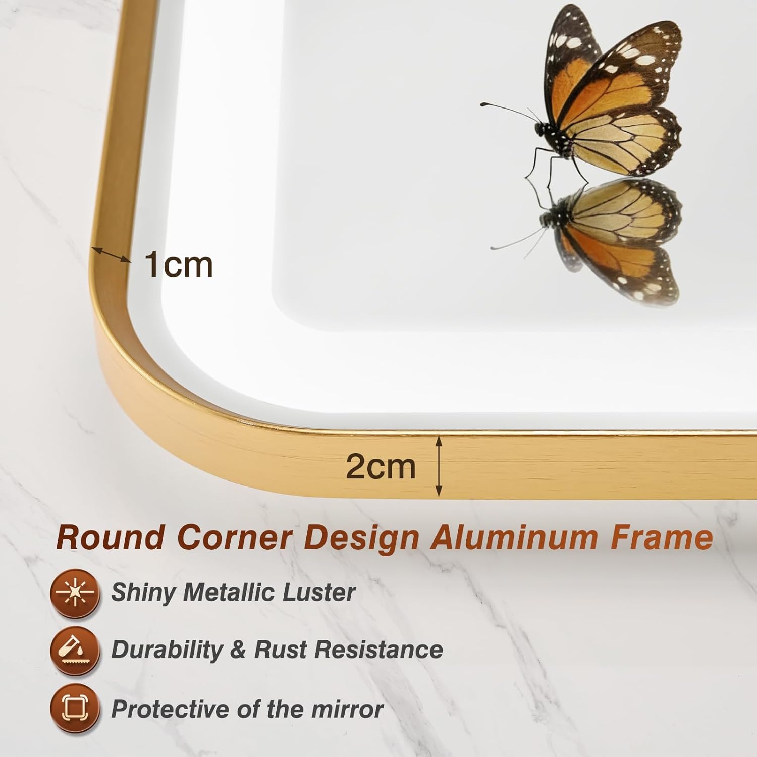 24x36 Inch Gold Framed LED Bathroom Mirror with Lights,Magnifying Tempered Glass,Dimmable Lighted Bathroom Vanity Mirror with 3 Colors, Backlit + Frontlit, Anti-Fog