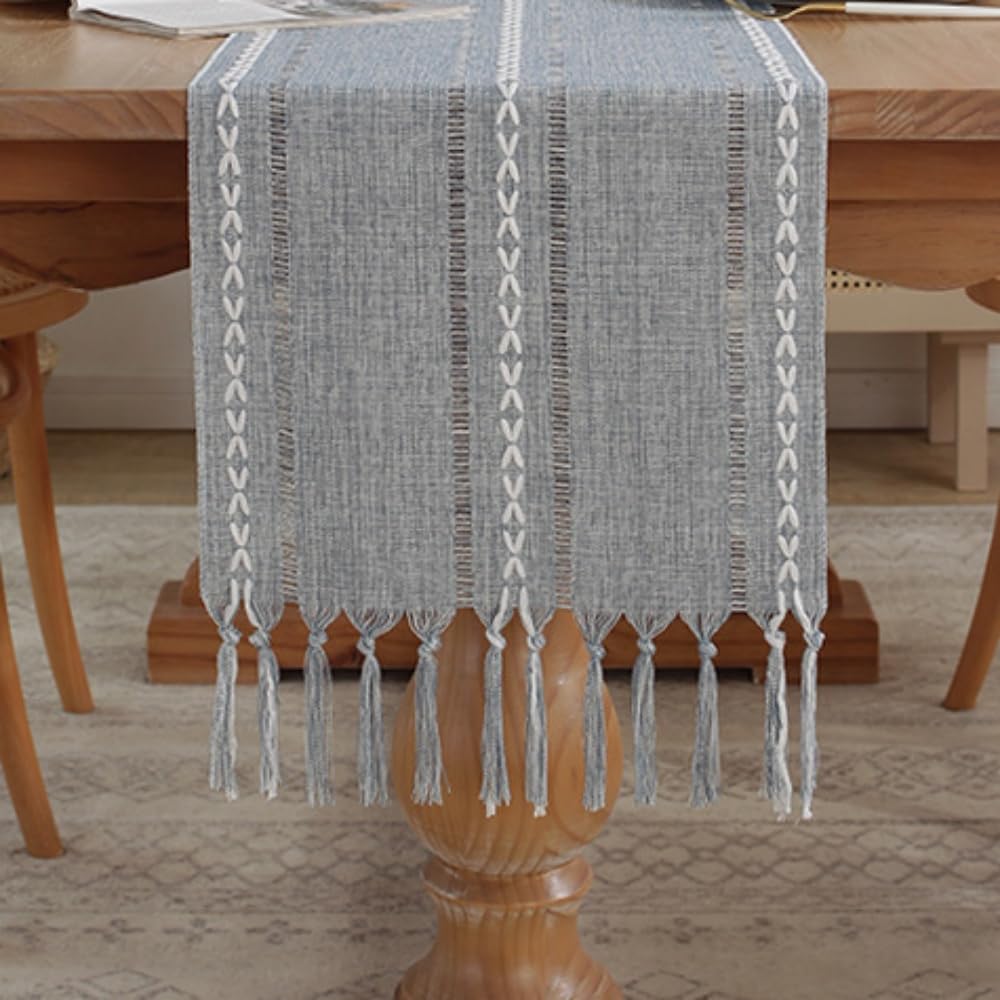 Nappe de table bohème bleu poussiéreux XZJMY 33x183 cm