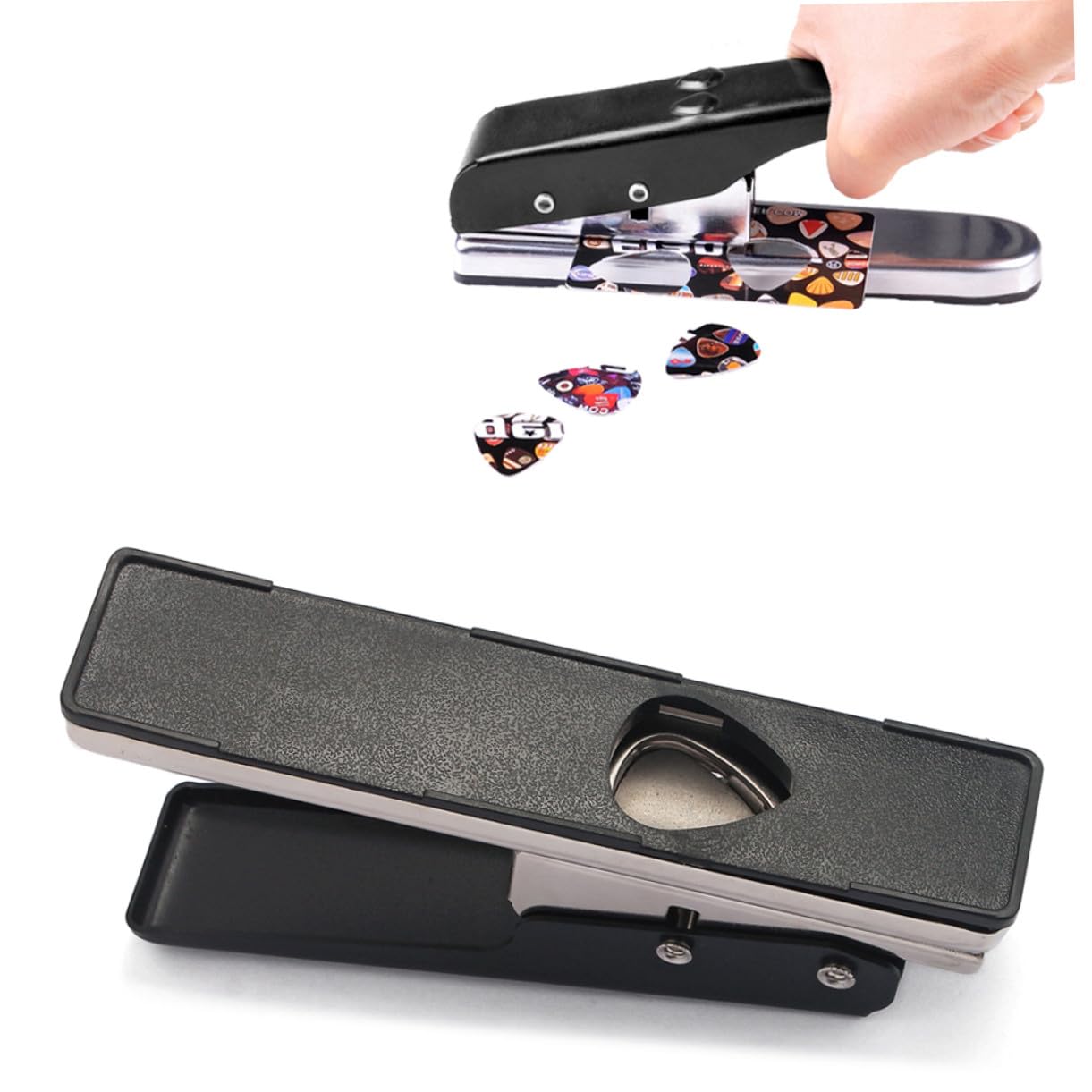 R26 Punch per Plettro Chitarra Accessori Musica DIY | Taglio Derlin, per Pvc e Vecchie Carte, Finitura Nera, Base in Plastica