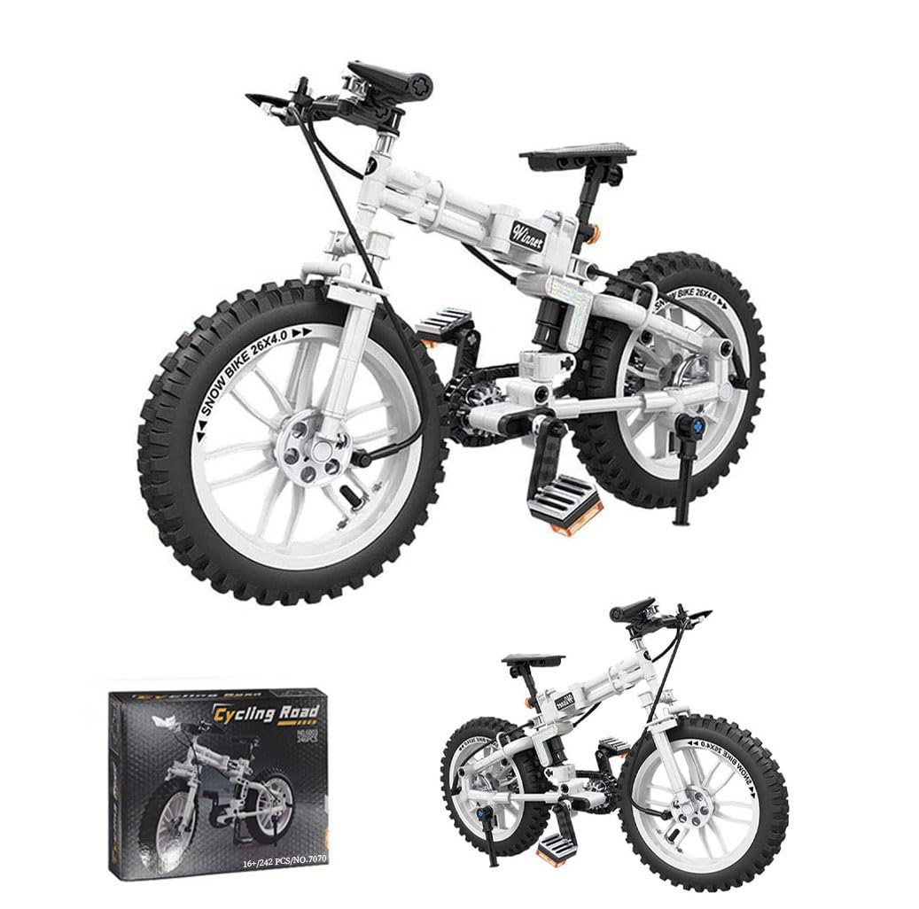 Technik Bicycle Building Block Kits, 242 Pieces 1:6 DIY Mountain Bike Building Set, MOC Brick Construction Model Toy, Construction Kit Gift for Adults and Teens