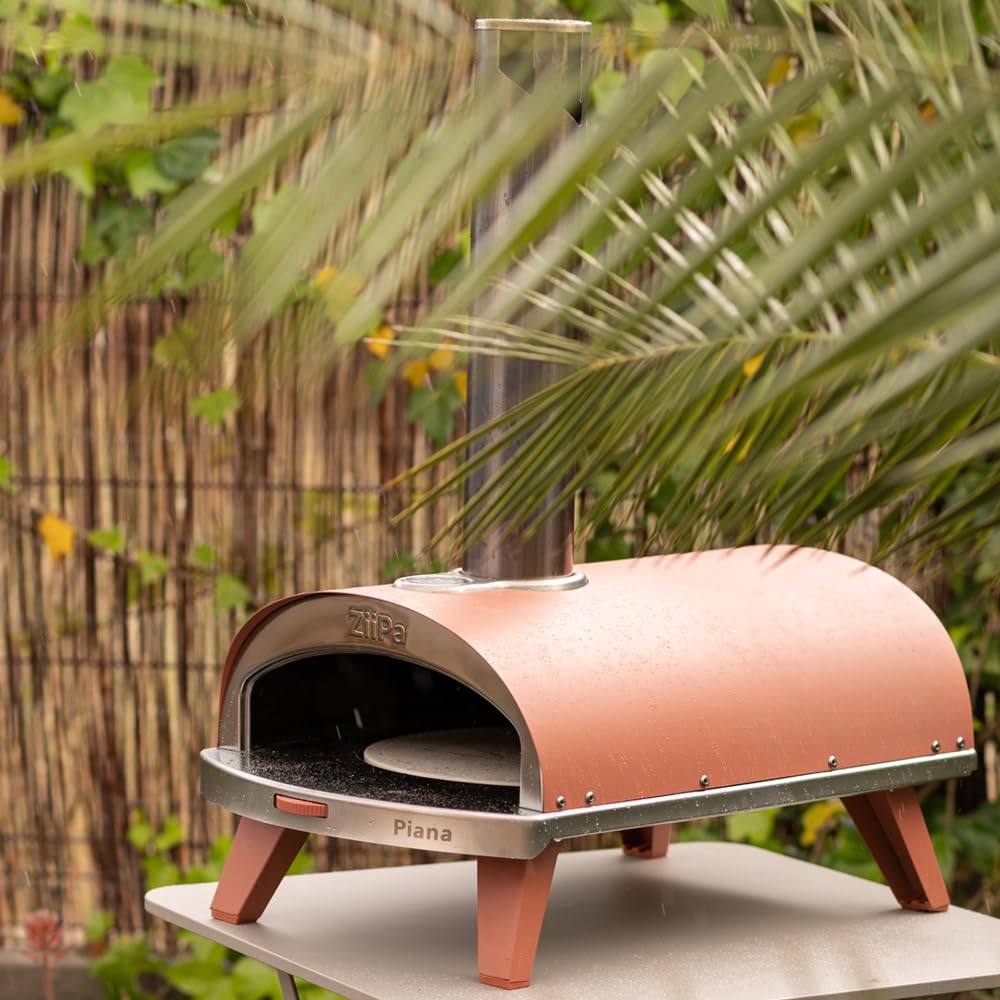 ZiiPa • Horno de Pizza de pellets • Piana • Compacto e Innovador • Calienta en 20 min • Cocción rápida en 60 seg • Piedra refractaria de cordierita giratoria Ø31,5 CM Terra