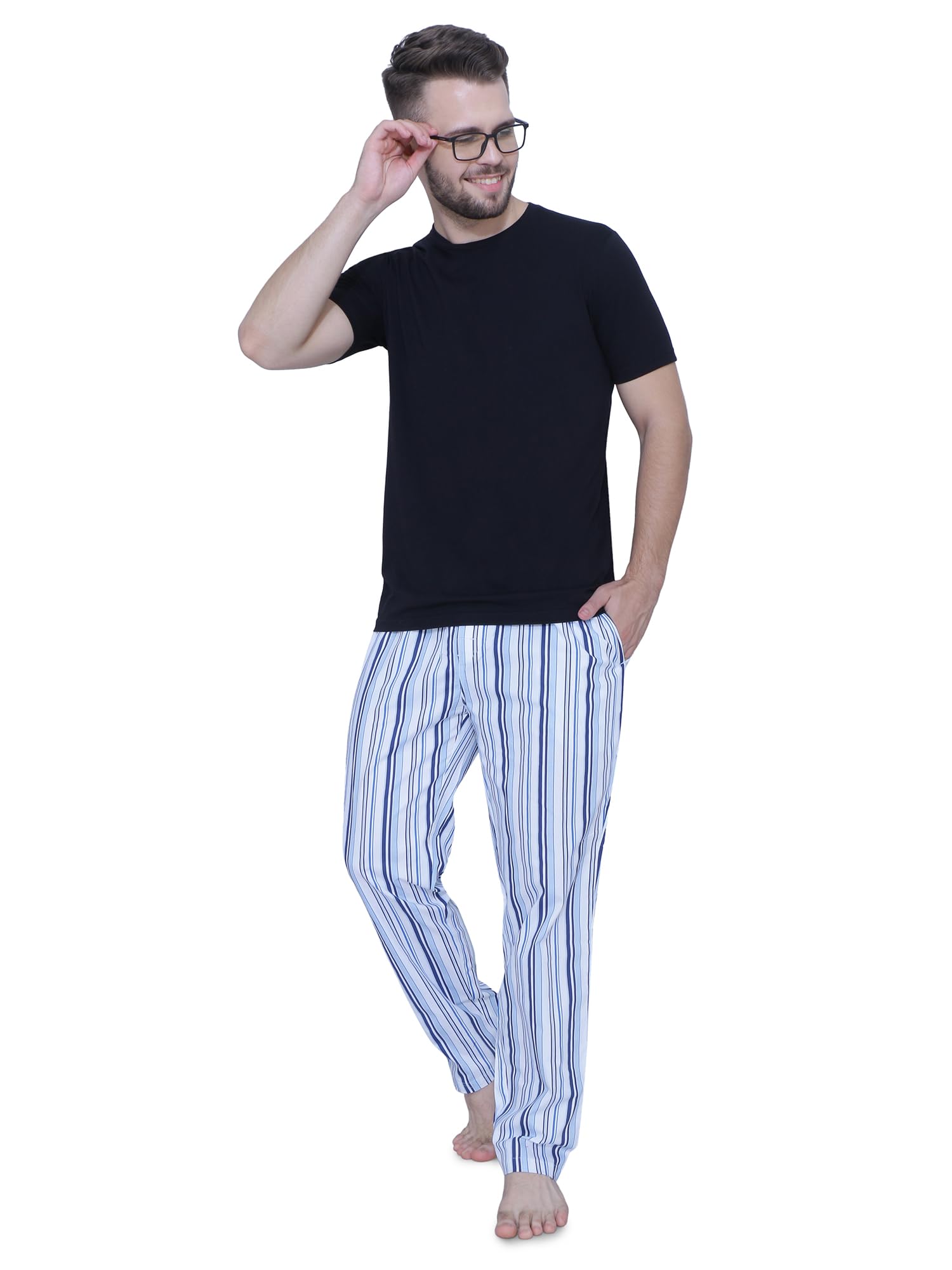 renz 100% Super Combed Cotton Carbon Finish Twill Checks Pajama For Everyday Comfort With Two Side Self Pockets And One Side Zipper.-picture-10
