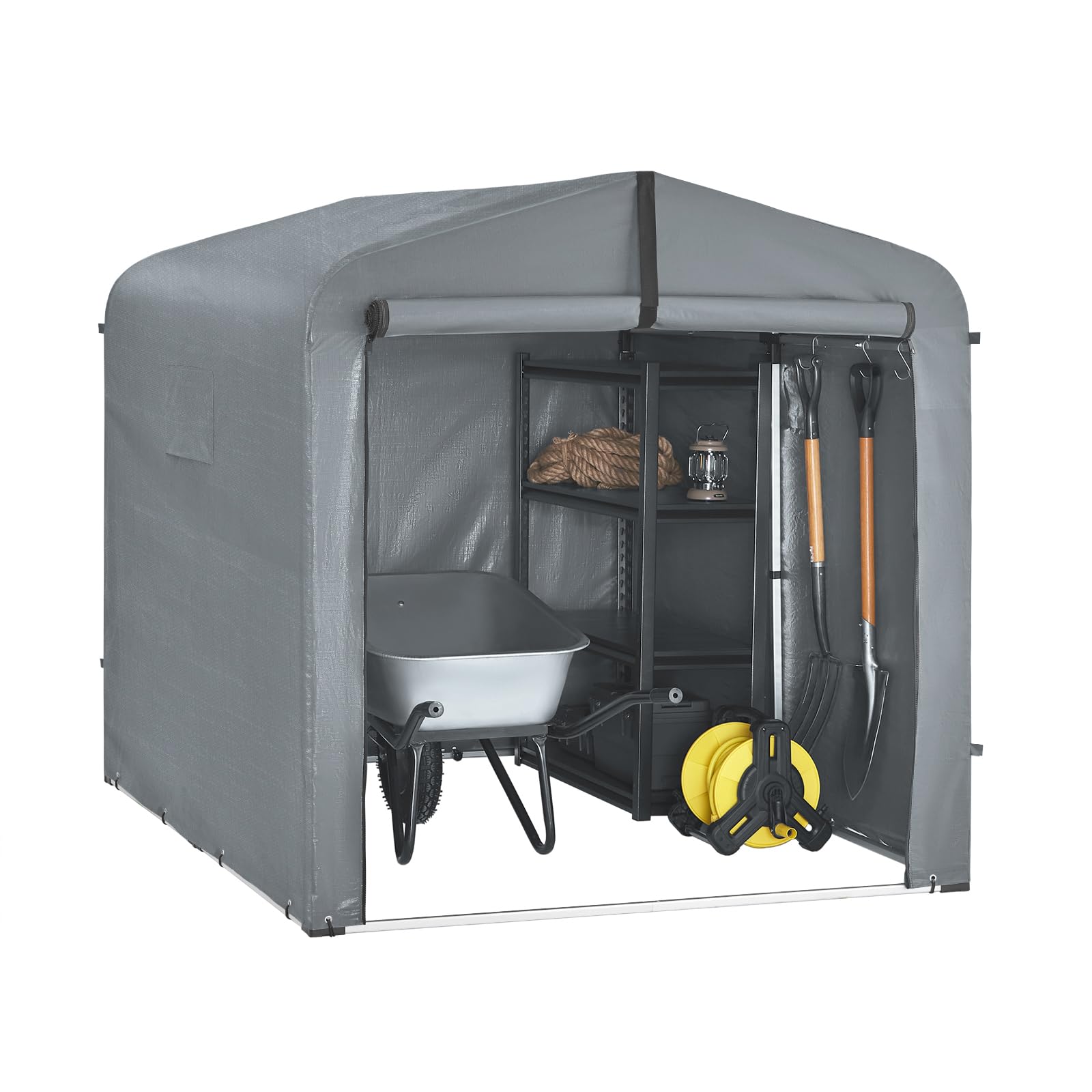 SoBuy KLS11 L Berging Van Folie, Multifunctionele Overkapping Folietent Tuinschuur Garagetent Fietsengarage Opslaggarage Folie Garage B X H D Ca 159 165 219 Cm Grijs 1012778275