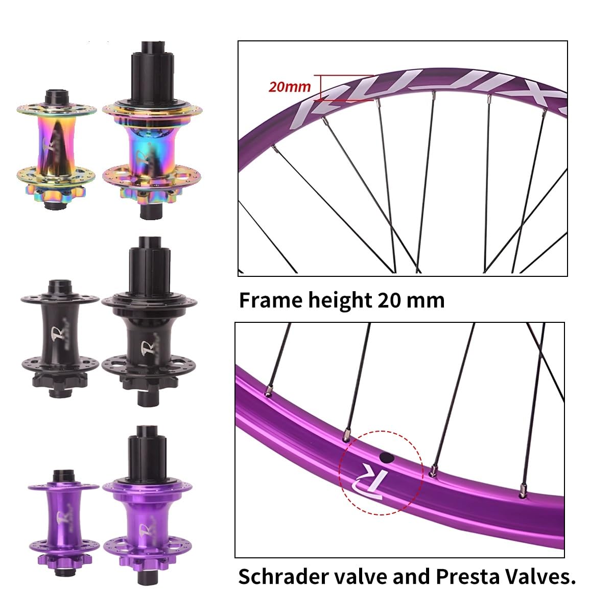 Koła przedni/tylne z osiami wtykowymi 26/27,5/29", HG rower górski z hamulcami tarczowymi, aluminiowe obręcze o podwójnych ściankach, 32 otwory, 7-12 biegów, AM/DH