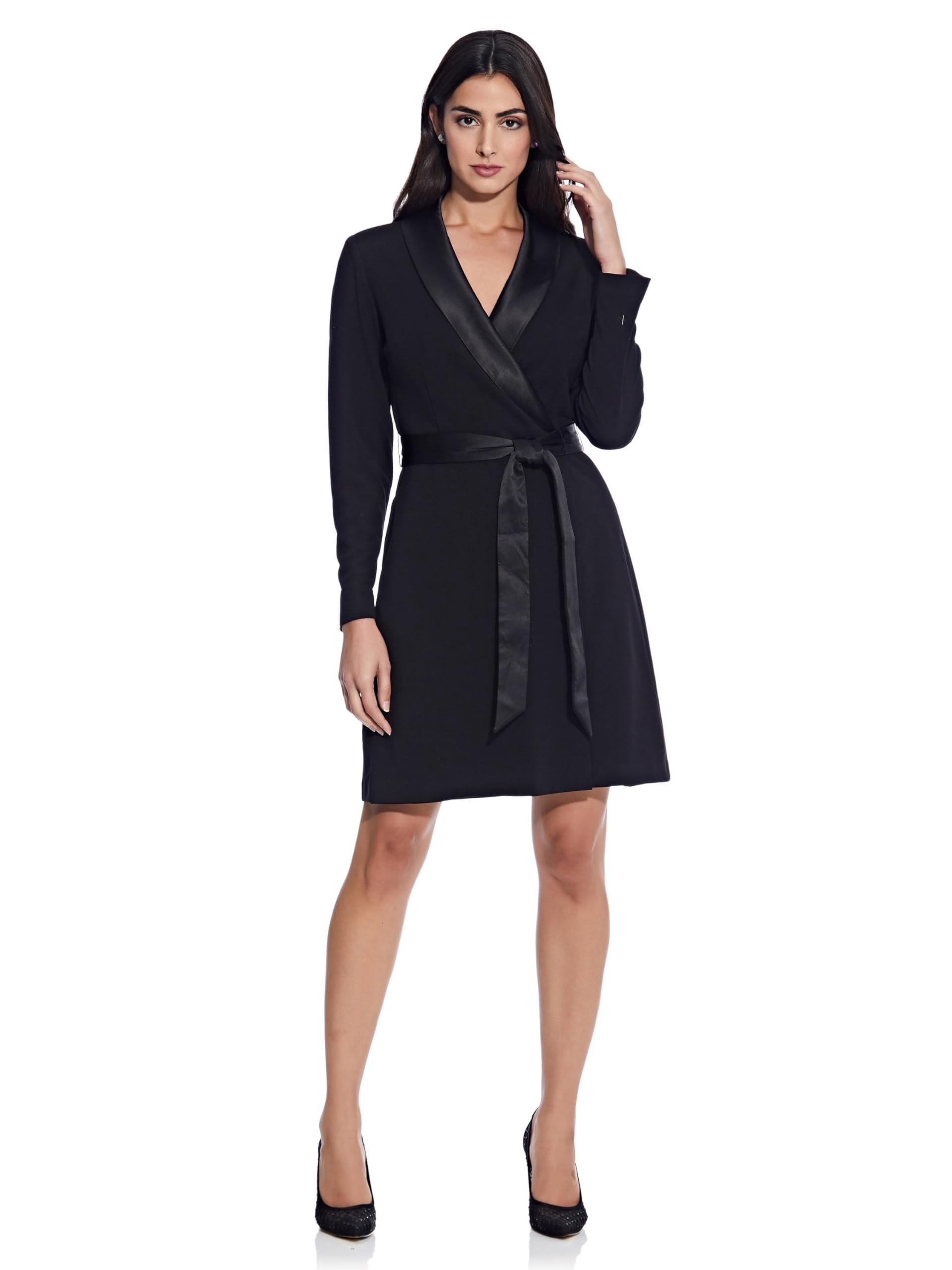 Adrianna Papell Women's Knit Crepe Tuxedo A-line Dress