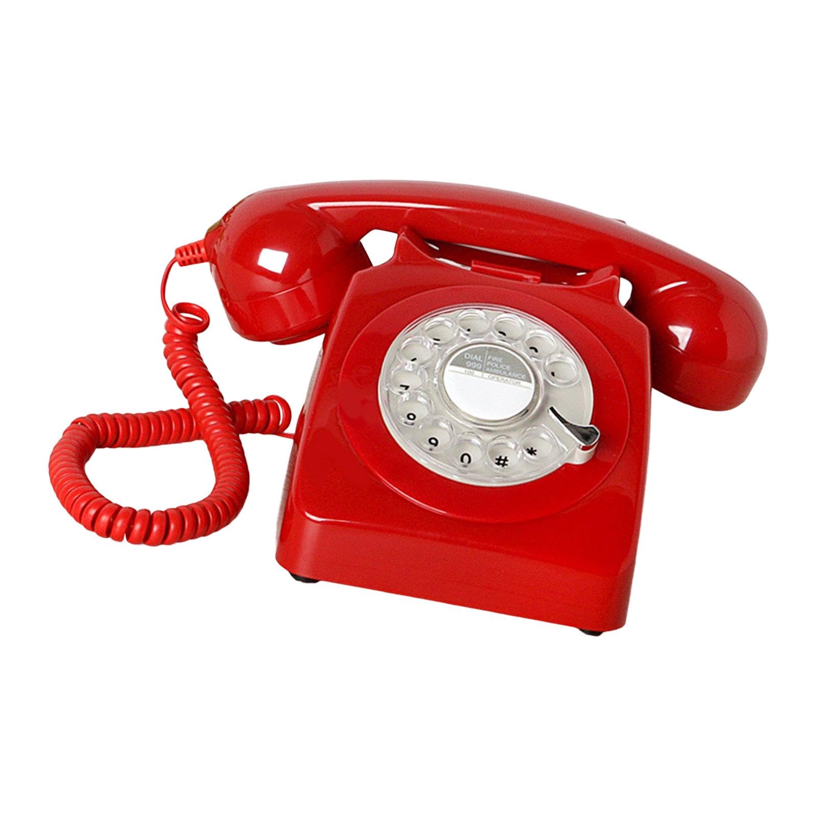ATORSE™ Retro Landline Phone 1960'Style Decorative Vintage Rotary Dial Telephone Red-image-39