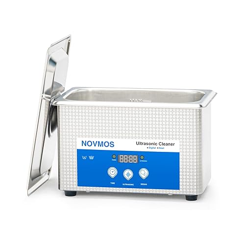 NOVMOS - Limpiador ultrasónico de discos de vinilo de 10 L, limpiador ultrasónico profesional, limpiador sónico con temporizador mecánico y