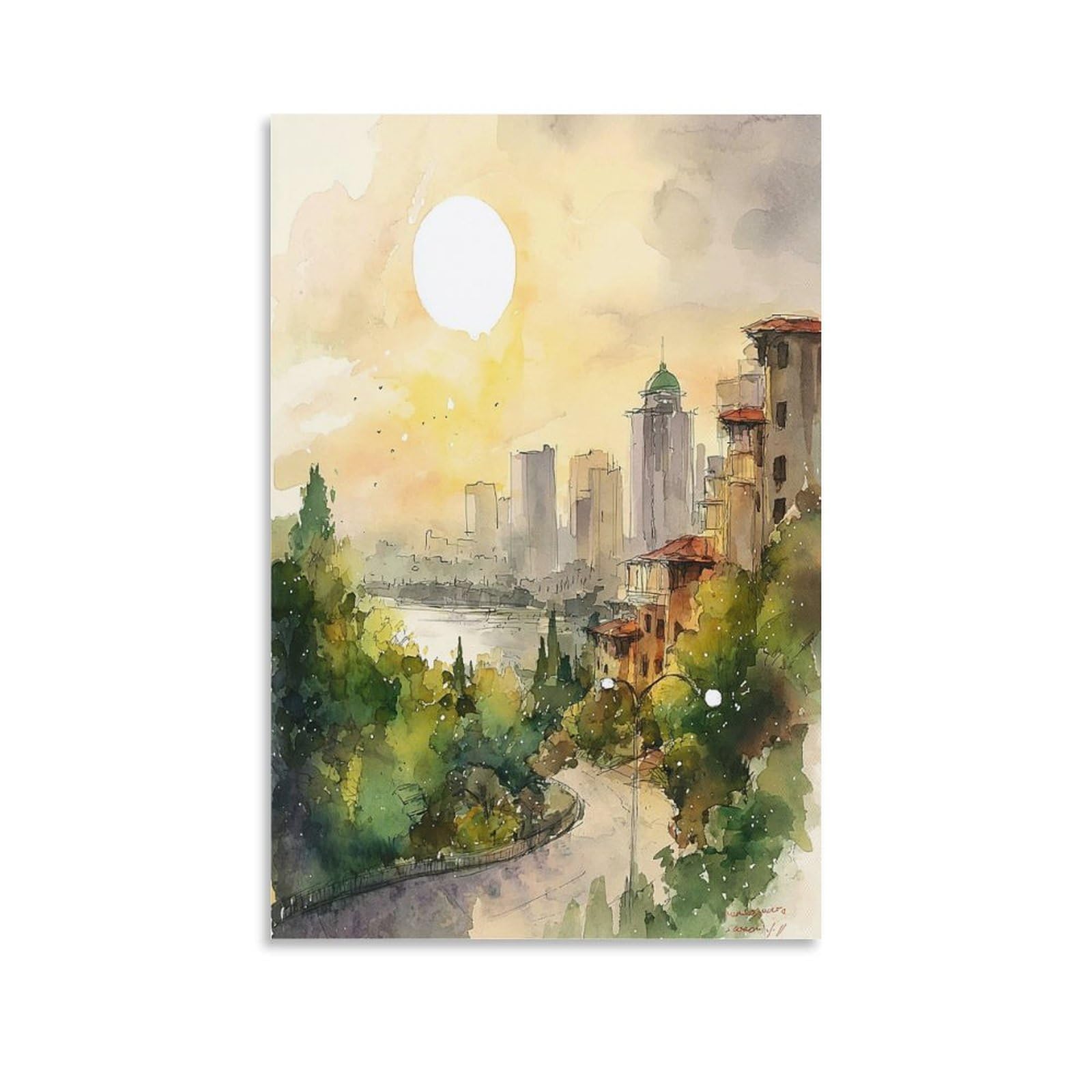 LCYNNH Seattle Washington 20x30inch(50x75cm) Vintage Travel Poster Watercolor Canvas Art