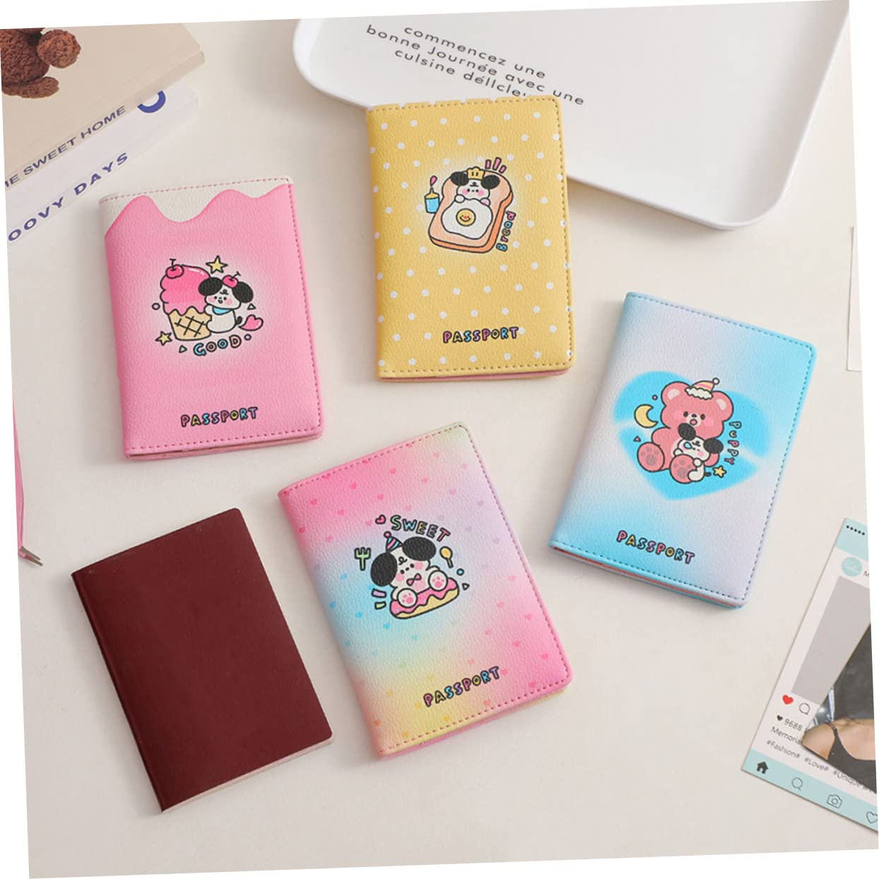 PACKOVE 4pezzi Portadocumenti Per Passaporto Pu Leggero e Resistente Organizer Di Viaggio Multiuso Per Documenti e Carte Design Semplice e Pratico Per Uso Quotidiano e Occasioni Formali