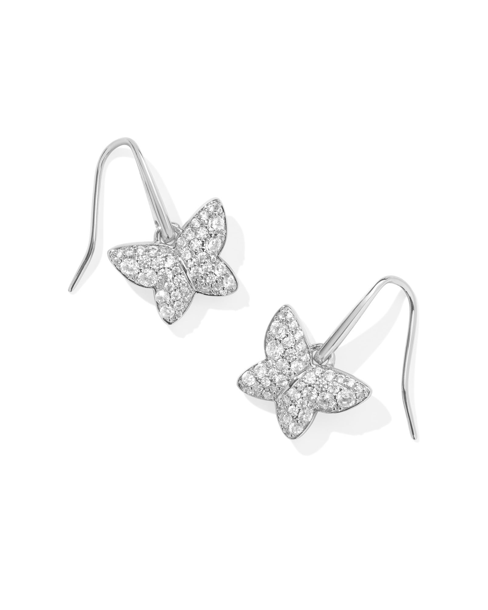 Kendra Scott Rhodium-Plated Lillia Crystal Drop Earrings in White Crystal, Fashion Jewelry for Women