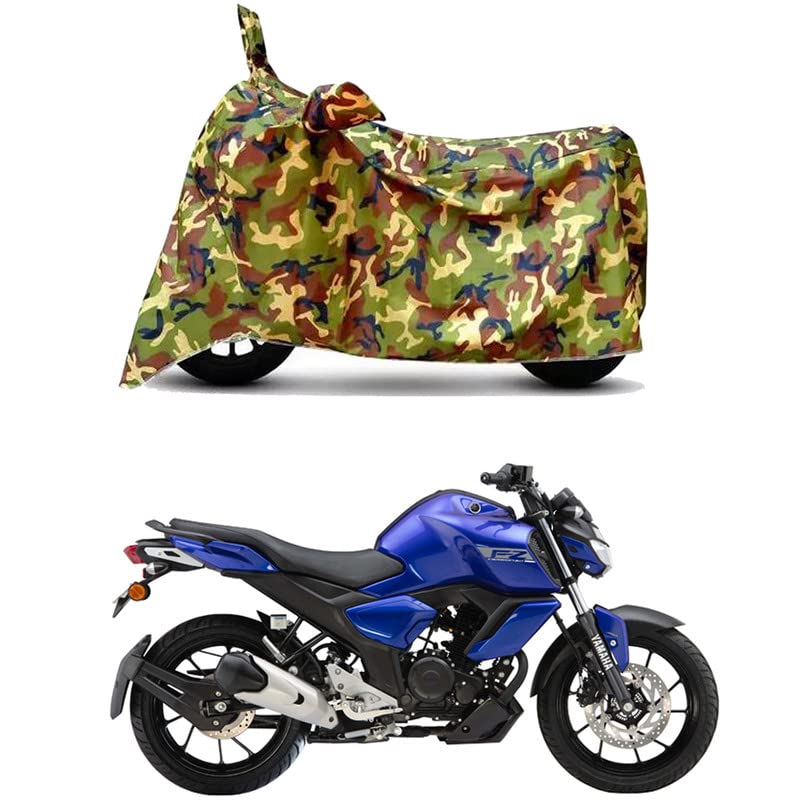 Image of Waterproof 100% PVC Coated Full Bike Scooty Two Wheeler Body Cover Compatible for Yamaha FZ-FI V3 /UV-Rays /Heat Protection /Birds Dropping /Scratchproof /Dust Proof s[6X6 Jungle Print]