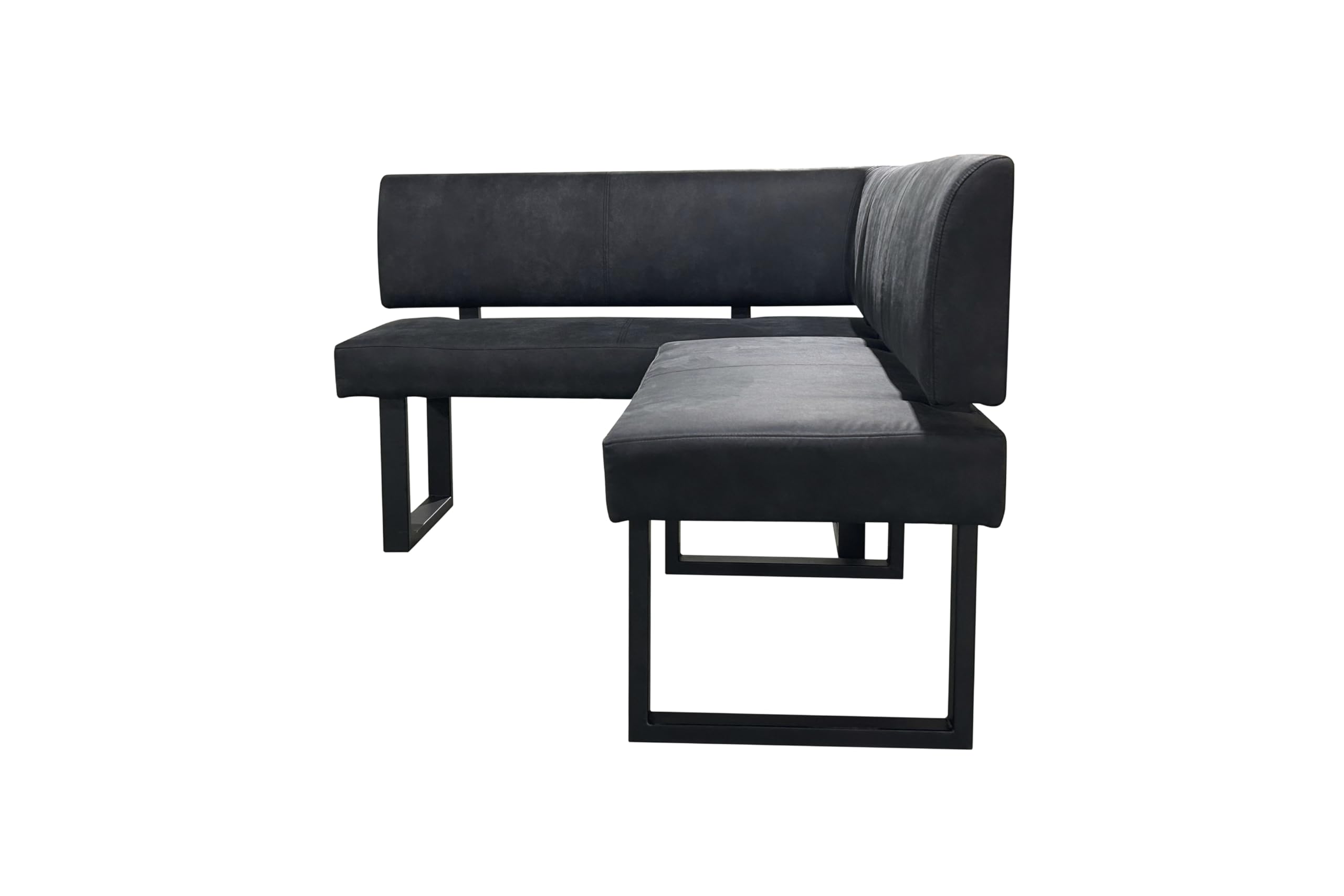 byLIVING Vancouver/Vintage - Banco esquinero (Microfibra, Estructura de Metal Recubierto de Polvo Negro, núcleo de muelles ensacados/Muslo Largo a la Derecha/Banco de cocina/banco/banco/125 x 181,5