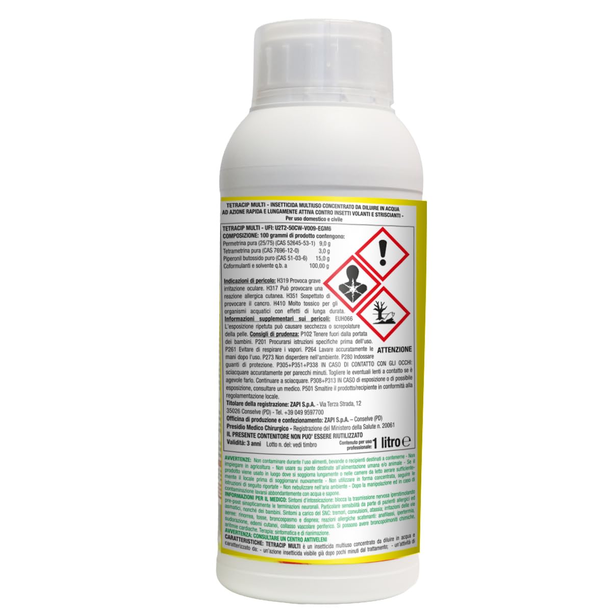 Tetracip Multi Insetticida Concentrato Contro Mosche Zanzare Blatte Formiche Nidi Vespe Antizanzare Esterno 1L