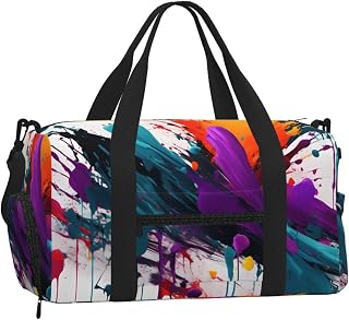 Paint Splatter Print Handheld Sports Luggage Unisex Crossbody Bag Travel Weekend Fitness Workout
