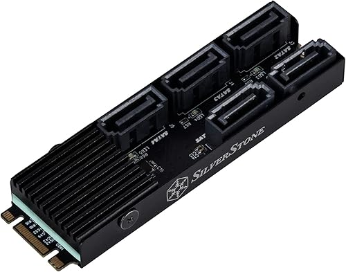 SilverStone Technology ECS07 Tarjeta de expansión de almacenamiento PCIe M.2 PCIe de 5 puertos SATA Gen3 6Gbps no RAID M.2, SST-ECS07