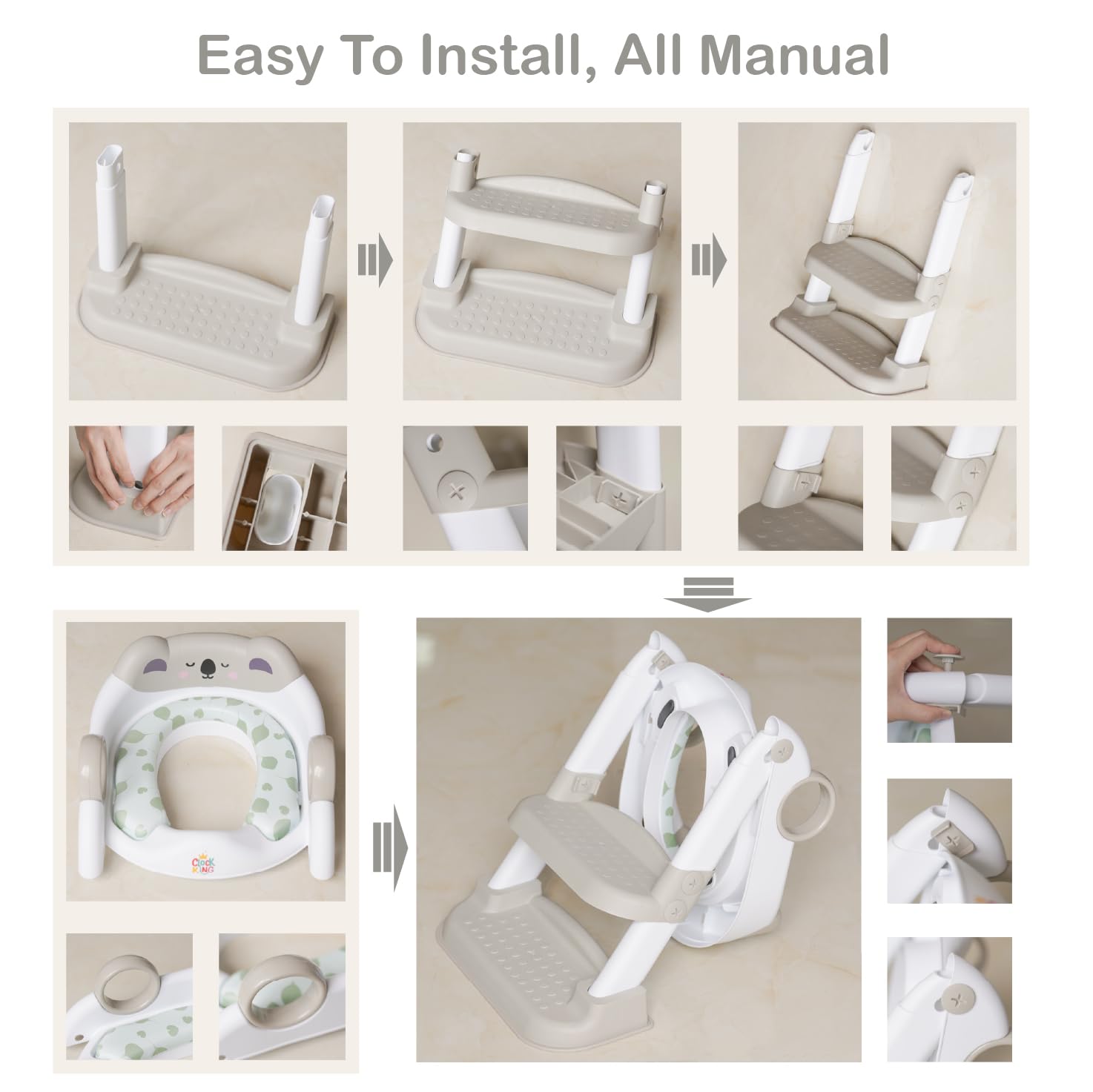 Asiento de entrenamiento para ir al baño, bonito diseño de koala, asiento de inodoro plegable con cojín suave, adecuado tanto para niños como para niñas, con protector contra salpicaduras