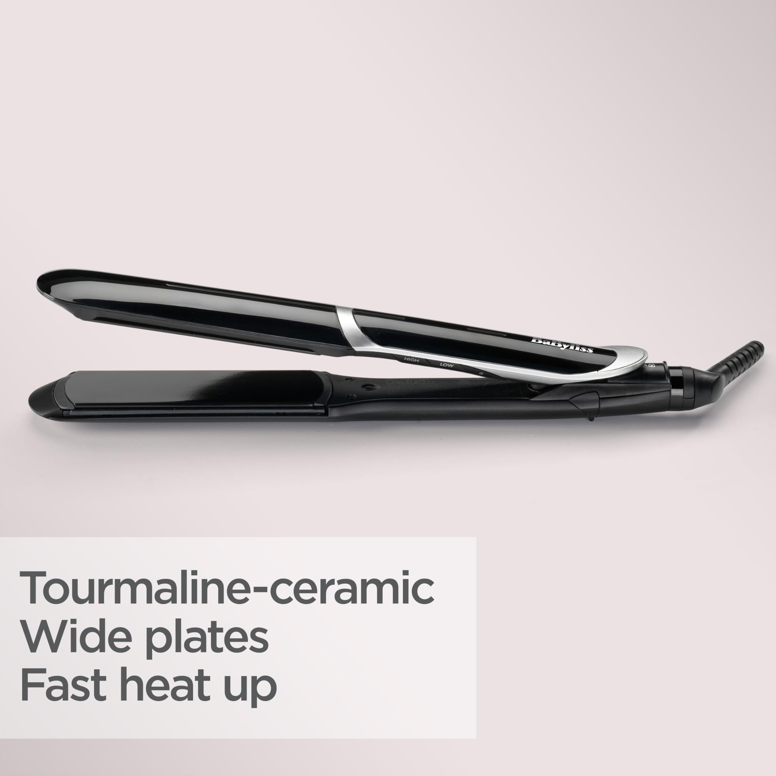 Prostownica BaByliss Smooth Pro Wide - ceramiczne płytki do gładkiej stylizacji o szerokości 35 mm do długich/grubych włosów, szybkie nagrzewanie, 5 ustawień temperatury do 235°C, ST397E