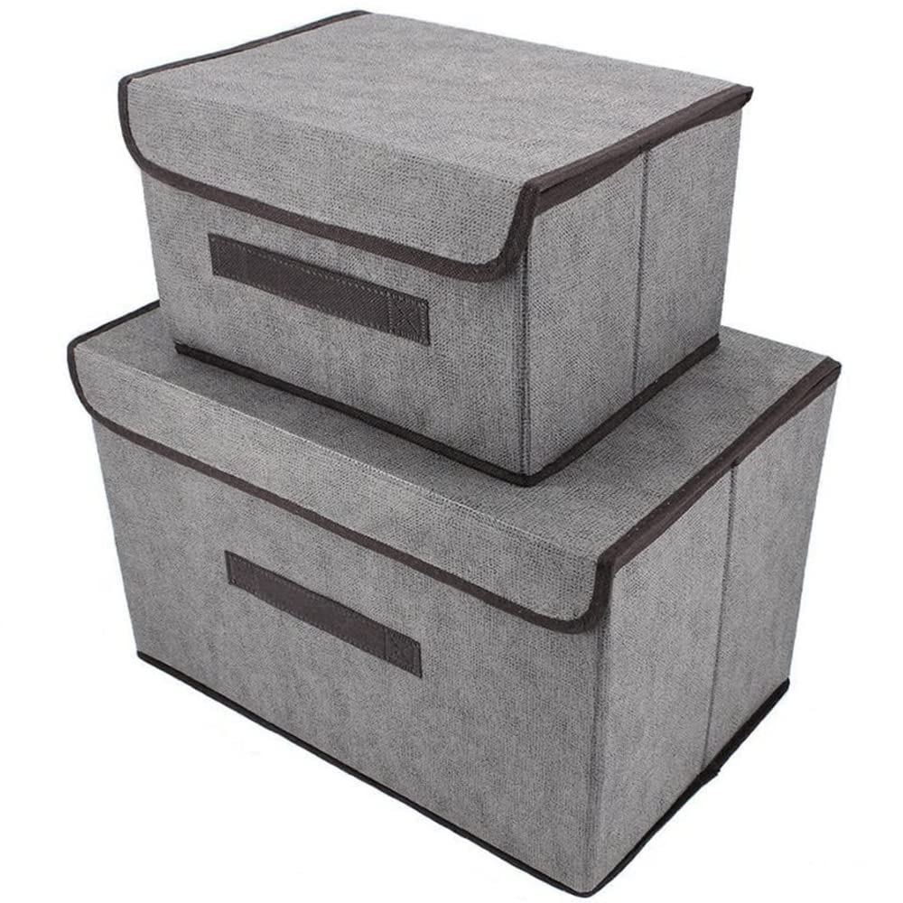 Homarket 2 Pack Foldable Storage Bin with Lid, Collapsible Cube, Box, Organizer, Container for Home Office Closet Toys Clothes Linen Sundries