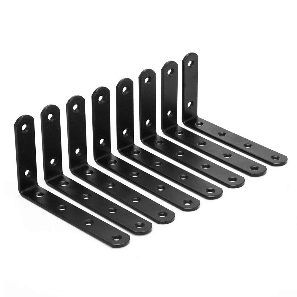 Buy L Corner Brace Shelf Brackets Heavy Duty Steel L Brackets, Black
