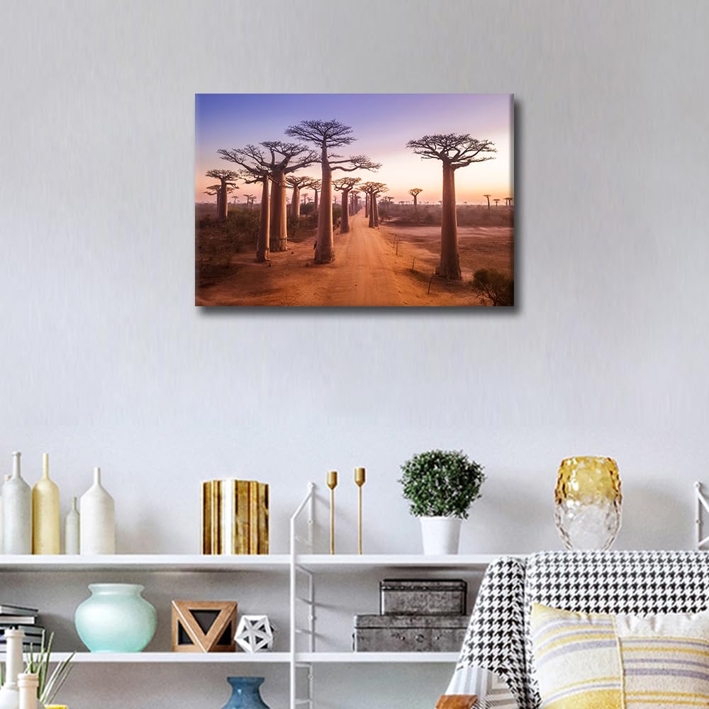 TISHIRON Canvas Wall Art for Bedroom Baobab Trees at Sunset Wall Paintings for Living Room Natural Landscape Office Modern Wall Art Pictures Print On Canvas Giclee Framed Ready to Hang - Image 2