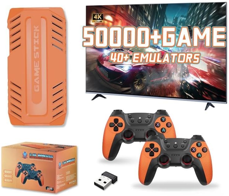 Nueva consola de juegos retro U36 2025, más de 50000 juegos y 40 emuladores, con controladores inalámbricos duales de 2.4G, Plug and Play 4K HD HDMI
