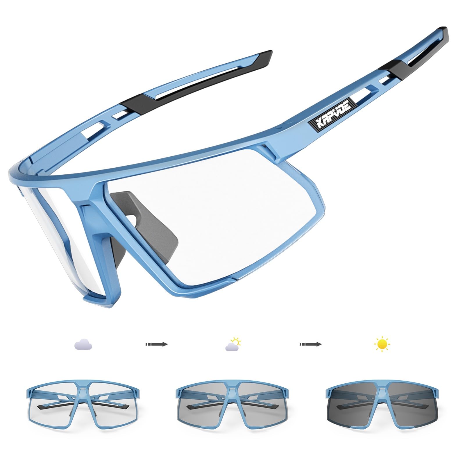 KAPVOE Gafas de Ciclismo Fotocromáticas Hombre TR90 Gafas de Sol Deportivas Mujer Transparente Gafas MTB Accesorios de Bicicleta UV 400 Gafas BTT Running