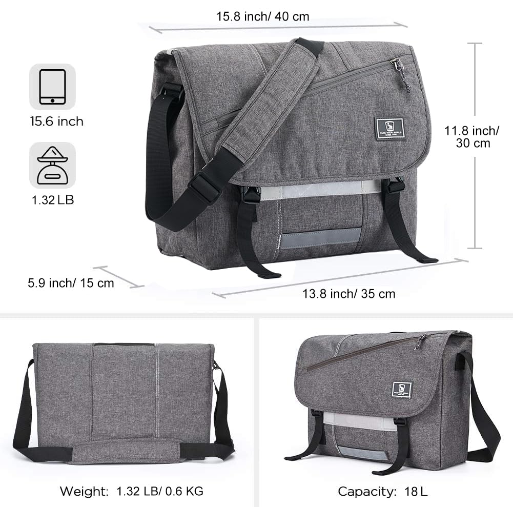 OIWAS Bandoleras Hombre Maletin Bolso Hombre Bandolera Bolsas mensajero para portátiles 15,6 Pulgadas para el Trabajo, la Escuela y los Viajes, Gris
