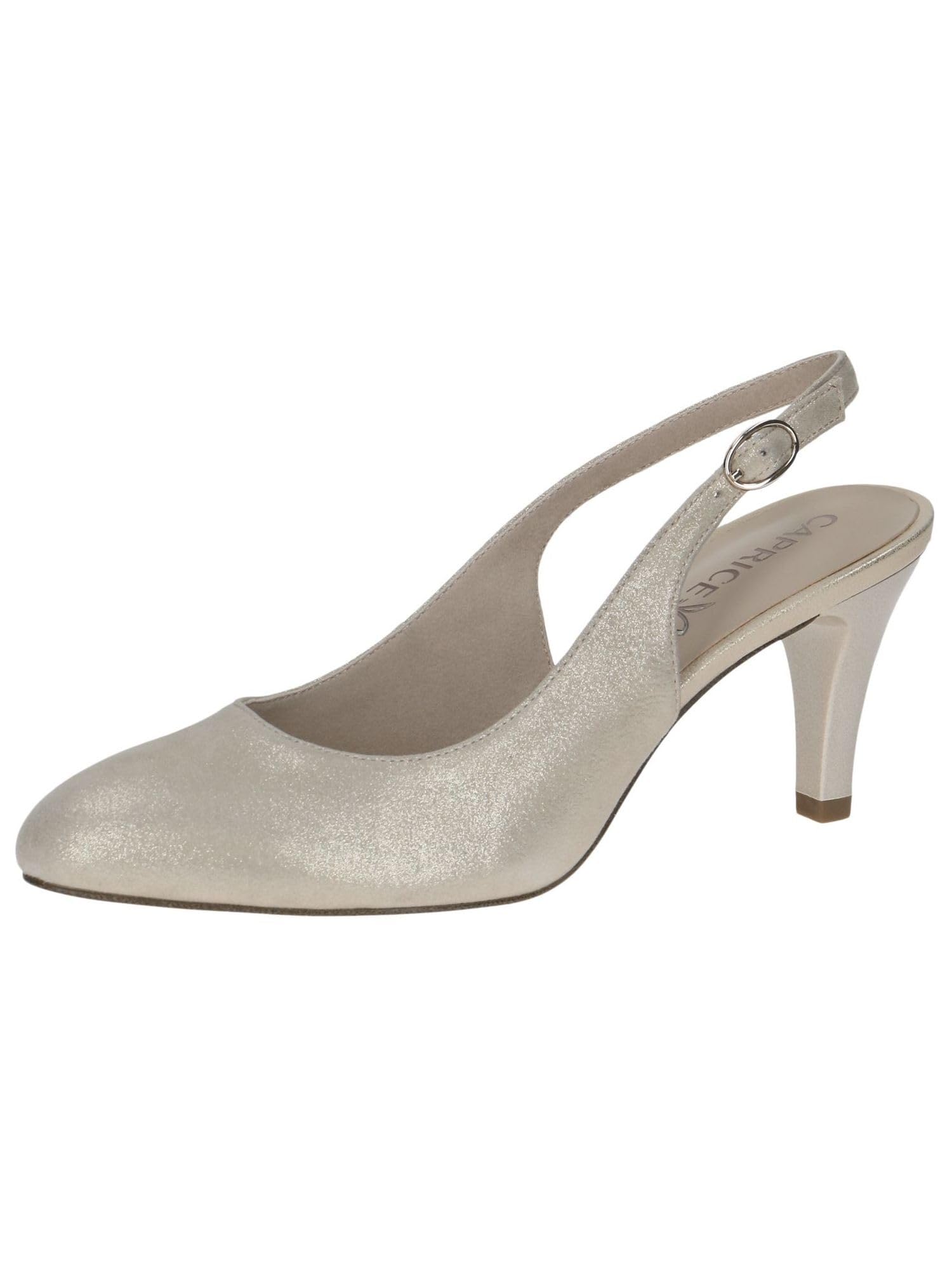 CAPRICE Women Slingback Pumps Leather Elegant, Gold (Lt.Gold Metal.), 3.5 UK